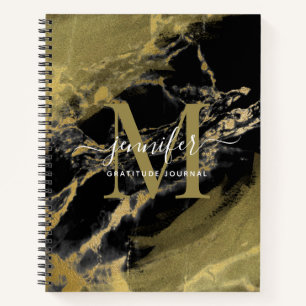 Chic Gold Foil Marble Monogram Notebook