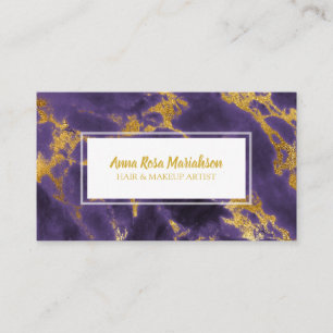 *~* Chic Gold Foil Purple Marble Popular Glam Business Card