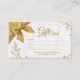 Chic gold foil ribbon white logo gift certificate