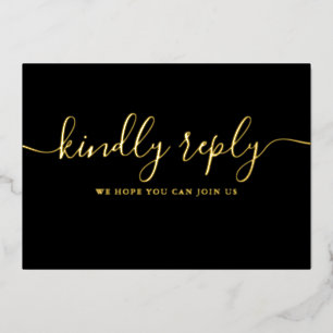 Chic Gold Foil Script Song Request RSVP Postcard