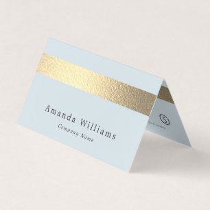 Chic Gold Foil Stripe, Powder Blue Double Loyalty Business Card