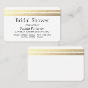 Chic Gold Foil Stripes Bridal Shower Ticket Invite