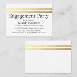 Chic Gold Foil Stripes Engagement Party Ticket