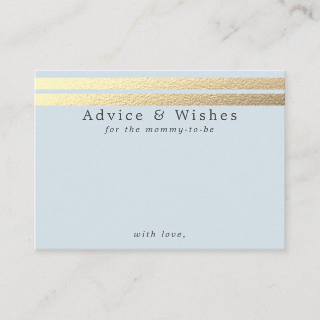 Chic Gold Foil Stripes On Blue Advice Cards (Front)