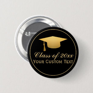 Chic Gold Foil Trendy Graduation Class of 20XX 6 Cm Round Badge