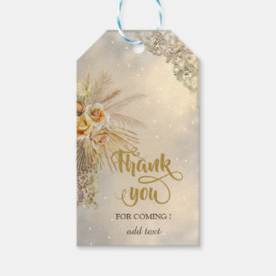 Chic Gold Frame Boho Flowers Thank You  Gift Tags