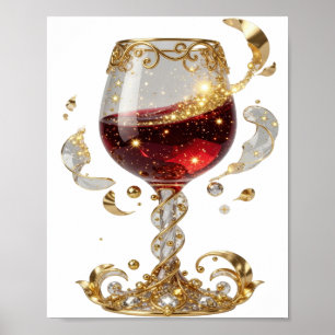 Chic Gold GEM ENCRUSTED WINE GLASS Custom Tee Poster