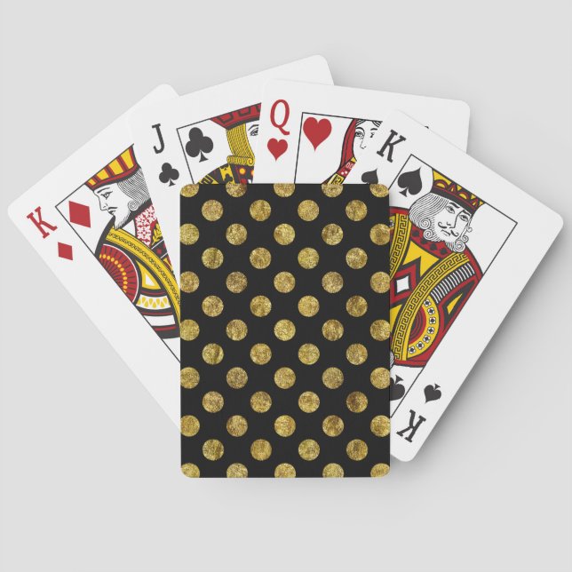 Chic Gold Glam and Black Dots Playing Cards (Back)
