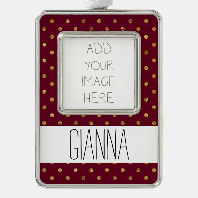 Chic Gold Glam and Pink Dots Silver Plated Framed Ornament (Front)