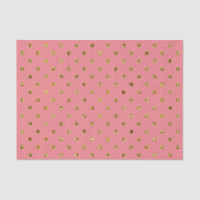 Chic Gold Glam and Pink Polka Dots Tissue Paper (Front)