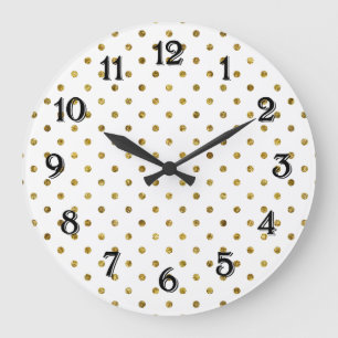 Chic Gold Glam Dots Large Clock