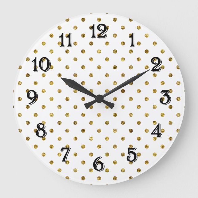 Chic Gold Glam Dots Large Clock (Front)