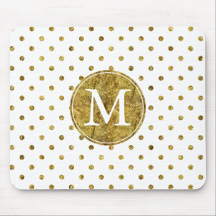Chic Gold Glam Dots monogram Mouse Mat