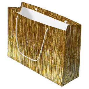 Chic Gold Glam Tinsel Stripes Christmas Large Gift Bag