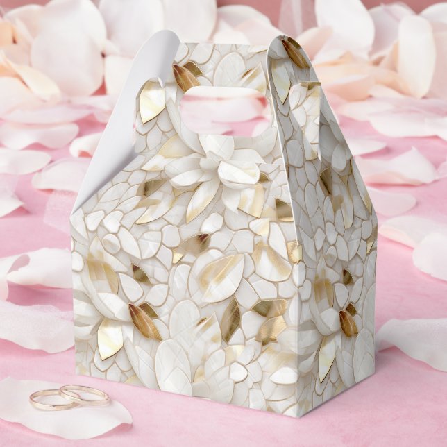 Chic Gold Glam White Lotus Flowers Wedding Favour Box (Wedding)