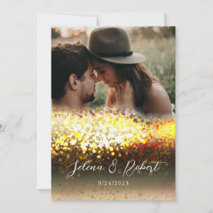 Chic Gold Glitter Abstract Overlay Photo Wedding Invitation