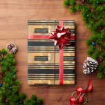 Chic Gold Glitter Brushed Metal Monogram Black  Wrapping Paper<br><div class="desc">Chic Gold Glitter Brushed Metal Monogram gift Wrapping Papper. Add a touch of glitter and glam to your party with this elegant personalised gift wrapping papper . This chic design template features a large than script monogram and your name in white to personalise on a background of faux gold brushed...</div>