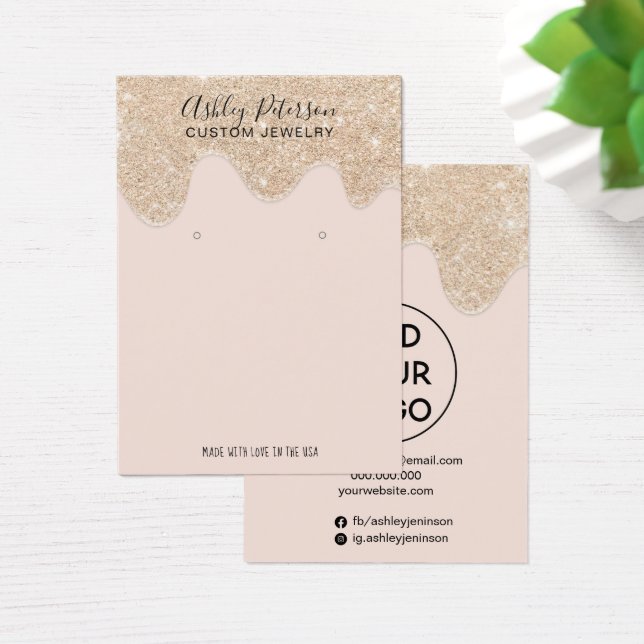 Chic gold glitter drips jewellery earrings display (Desk)