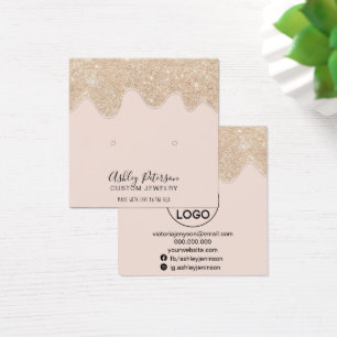 Chic gold glitter drips studs earrings display