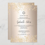 Chic gold glitter foil hebrew name Bat Mitzvah Invitation<br><div class="desc">Elegant chic gold glitter Star of David with metallic gold foil and  Hebrew name Bat Mitzvah and chic gold glitter confetti. A simple and chic invitation.</div>