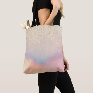 Chic Gold Glitter Iridescent Holographic Gradient Tote Bag