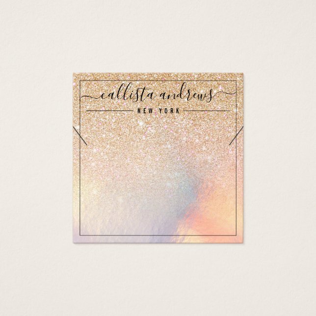 Chic Gold Glitter Iridescent Necklace Display Card (Front)