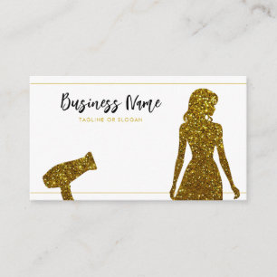 Chic Gold Glitter Lady Hairdresser Appointment Card