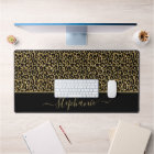 Chic Gold Glitter Leopard Animal Print Monogram