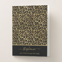 Chic Gold Glitter Leopard Animal Print Monogram