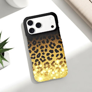 Chic Gold Glitter Leopard Print Pattern