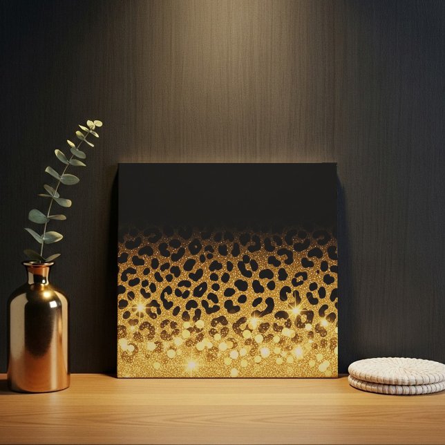 Chic Gold Glitter Leopard Print Pattern Tile (Creator Uploaded)