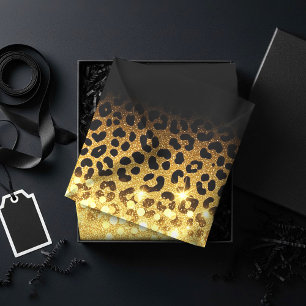Chic Gold Glitter Leopard Print Pattern Tissue Paper