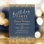 Chic Gold Glitter Navy Blue Birthday Any Age Invitation<br><div class="desc">Celebrate any milestone with this Navy Blue Gold Glitter Any Age Birthday Invitation. Featuring a chic combination of navy blue and gold glitter accents, this invitation is perfect for any age—whether it’s an 18th, 21st, 30th, 40th, 50th, 60th, 70th, 80th, 90th, or even a 100th. With a modern design that...</div>
