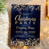 Chic gold glitter navy corporate Christmas party