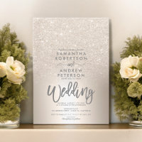 Chic gold glitter ombre metallic foil grey wedding