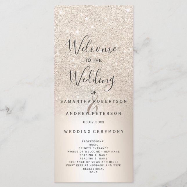 Chic gold glitter ombre metallic foil program programme (Front)