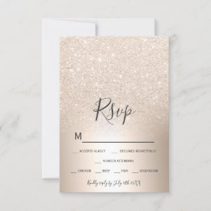 Chic gold glitter ombre metallic foil rsvp card