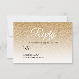 Chic Gold Glitter Ombre RSVP Invitation