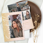 Chic gold glitter ombre script 4 photos Sweet 16 Invitation<br><div class="desc">Modern chic yellow gold glitter ombre gradient sparkles script pastel blush pink Sweet 16 birthday party invitation. Add 4 of your favourite photos with a modern brushed style font and photo grid collage.</div>