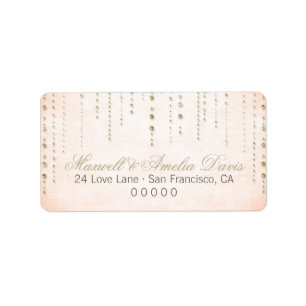 Chic Gold Glitter & Peach  Label