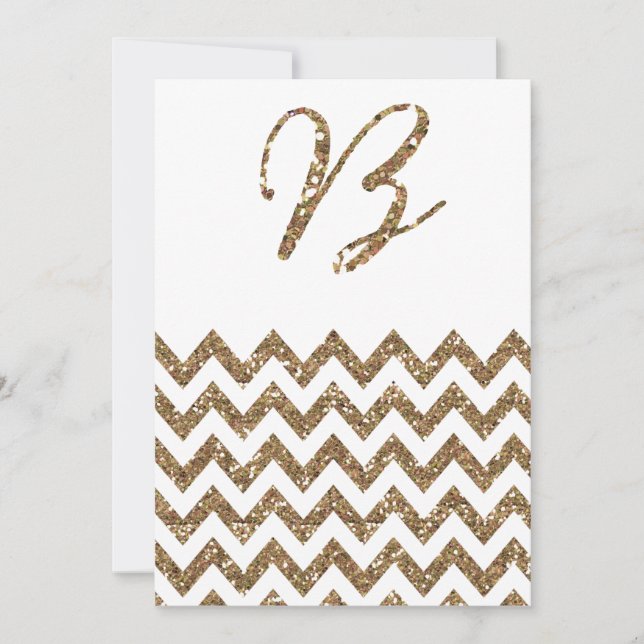 CHIC GOLD GLITTER PRINT WEDDING INVITATION (Front)