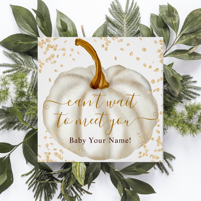 Chic gold glitter pumpkin watercolor baby shower poster (Chic gold glitter pumpkin watercolor baby shower poster)