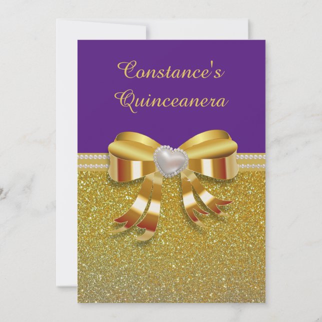 Chic Gold Glitter Quinceanera Invitation (Back)