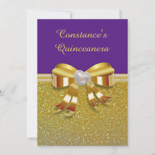 Chic Gold Glitter Quinceanera Invitation