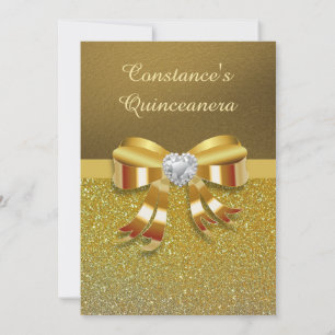 Chic Gold Glitter Quinceanera Invitation