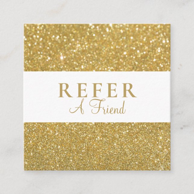 Chic Gold Glitter Referral Card (Front)