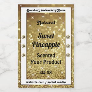 Chic Gold Glitter Stars Product Labels Rhinestones