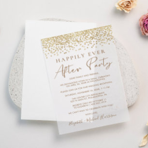 Chic Gold Glitter Wedding Reception Vellum Invitations