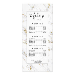 Chic gold glitter white marble elegant pattern rack card