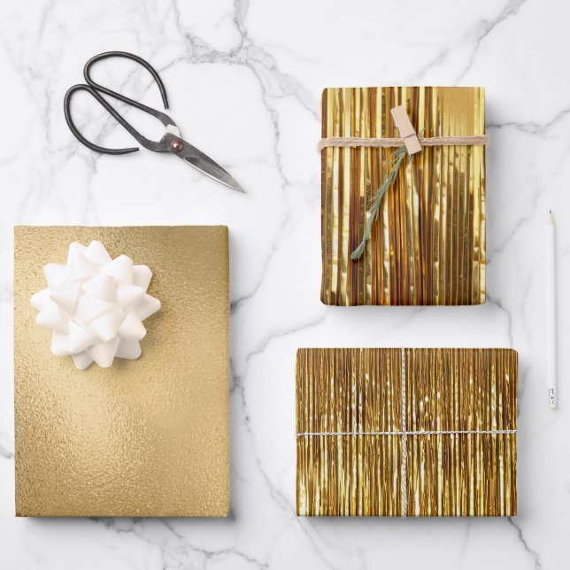 Chic Gold Glitz Wrapping Paper Sheet (Front)